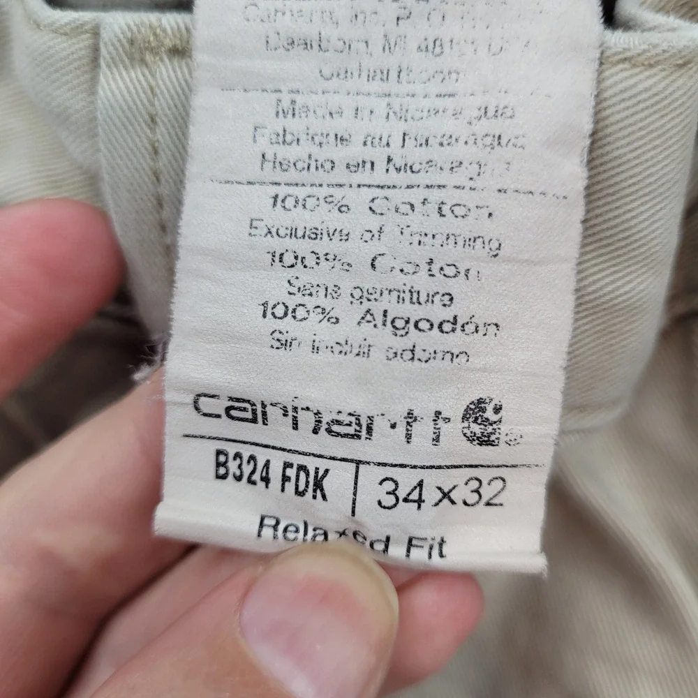 Carhartt Carpenter Pants Mens 34x32 Tan B324 FDK Relaxed Fit Workwear Cotton